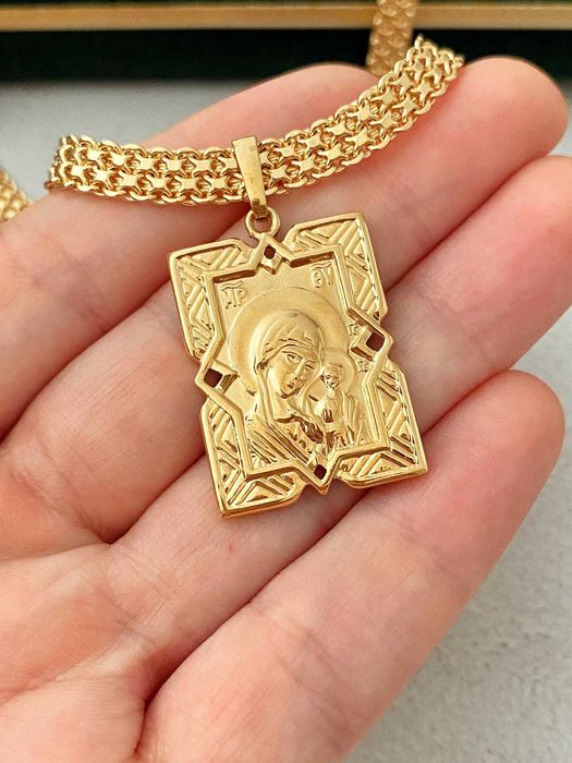 Позолочений Ланцюжок "Плоске Збите Плетіння" + Кулон. Позолота.Цепочка