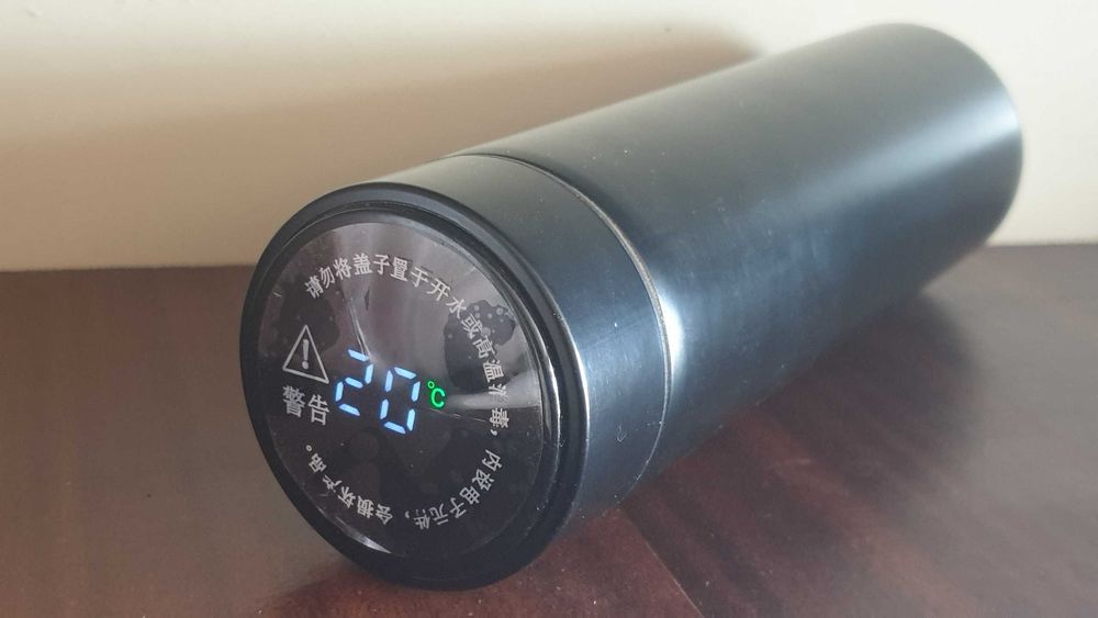 Термос из нержавейки 0,5 л с индикатором температуры (термометром)