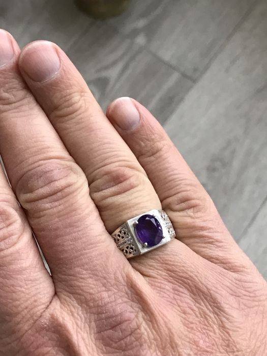 Кольцо перстень аметист серебро