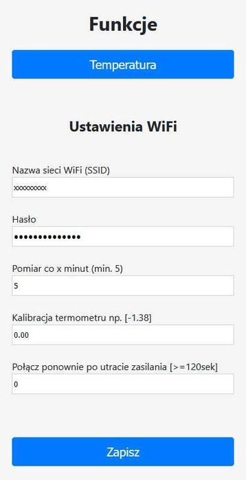 Czujnik temperatury WiFi - monitoring pieca CO, podzielnika ciepła, grzejnika i kaloryfera, wykresy, API, eksport CSV
