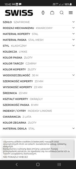 Zegarek Lars Llarsen Lykke damski mała tarcza złoty rosegold