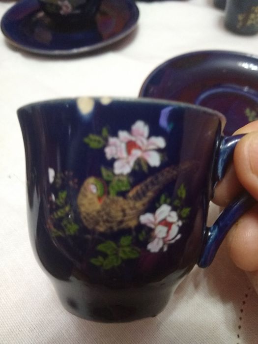 Kobaltowy imbryk 3 czarki plus dodatki