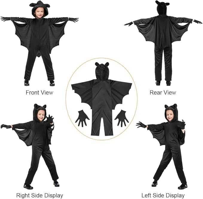 Strój Kostium Nietoperza 6-8 lat Czarny Halloween Peleryna Kombinezon