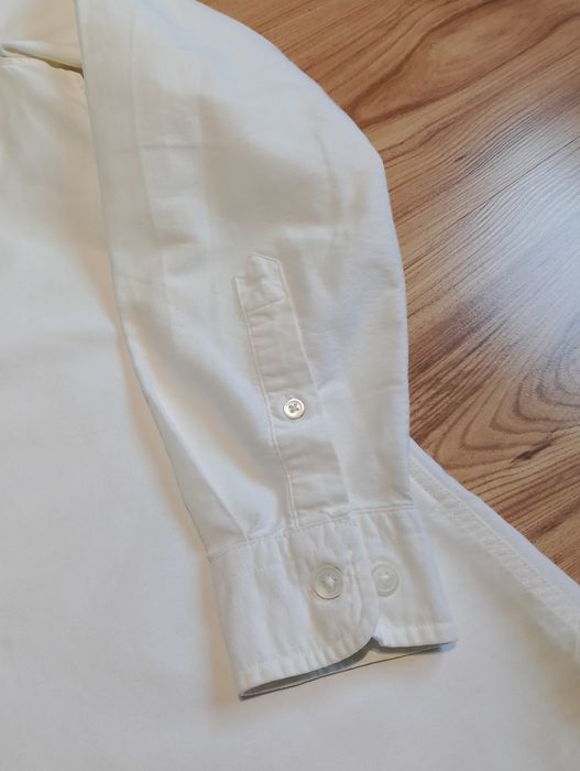 Biała Gładka Koszula Oxford Button Down Collar Z Długim Rękawem Octobre Éditions Bawełna Organiczna