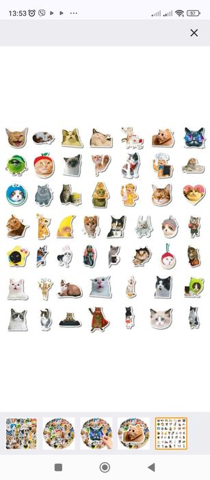 Стикеры мемы котики наклейки виниловые набор стикерпак стикербомбинг