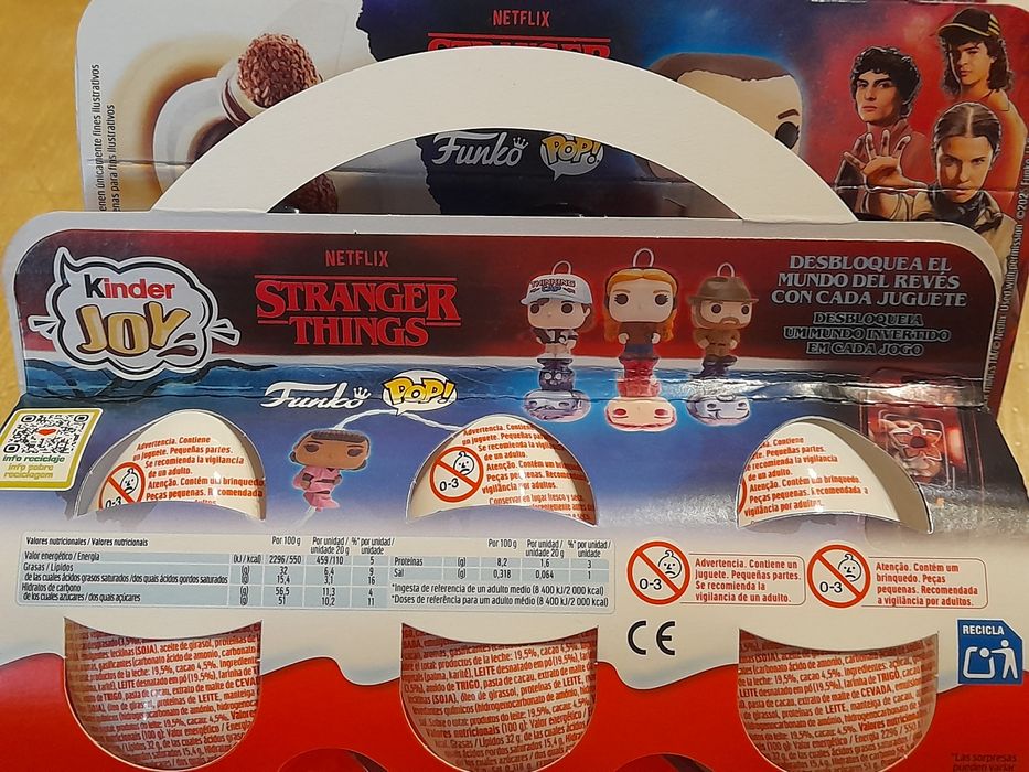 Ovos kinder Joy embalagem tripla Stranger Things Netflix Pop Funko NEW