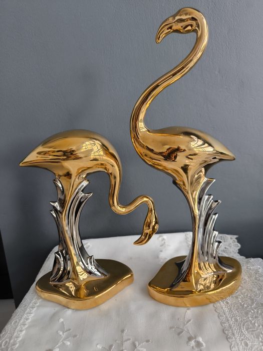 Flamingi ,porcelana,złoto.Italy.