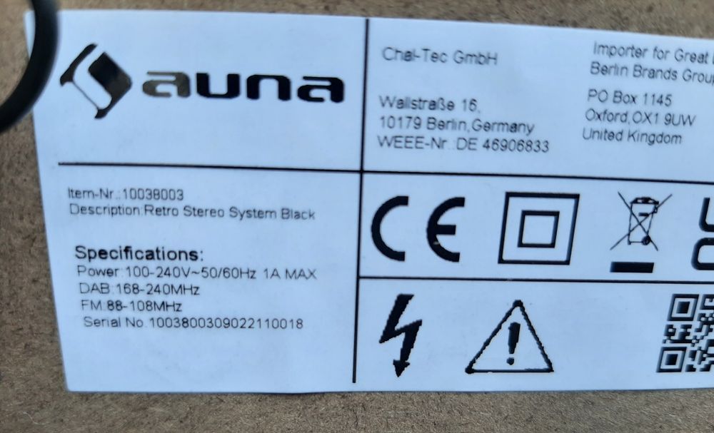 Ретро-стереосистема AUNA Oakland DAB Plus