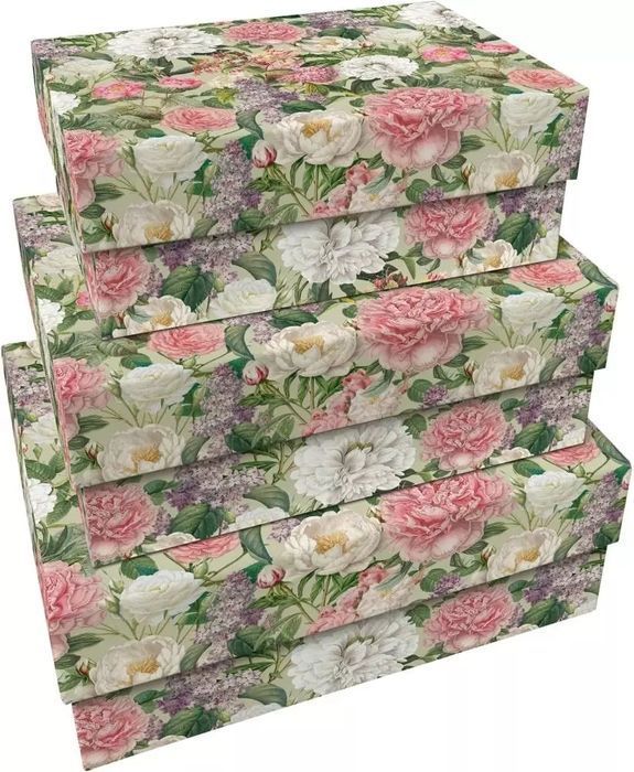 Pudełka ozdobne Piwonie i róże 3szt. Skona Ting
