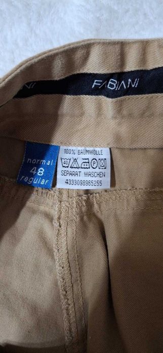 Nowe spodnie FABIANI 48 Regular, 100% Bawełna, Beżowe Chinosy Damskie