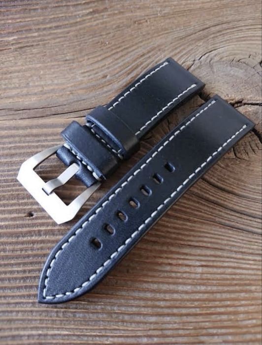 Pasek do zegarka 23 mm ręcznie robiony skóra naturalna handmade czarny