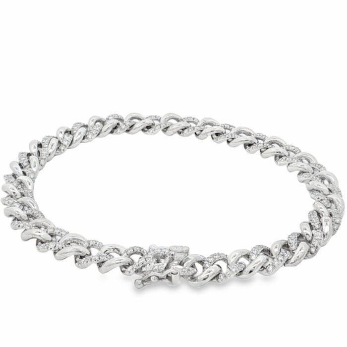 Bracelete em Ouro Branco 18k com diamantes