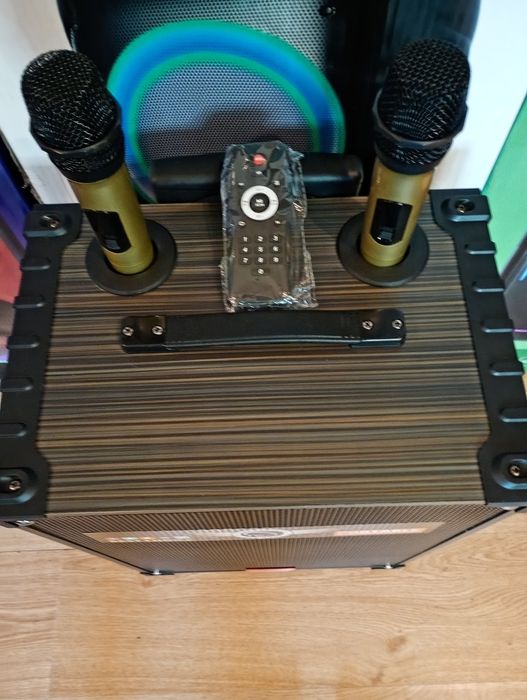 Блютуз караоке акустика Gedi-12(SD,USB,FM)пультДУ,2микрофона