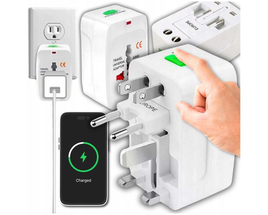 Adapter Sieciowy Podróżny Przejściówka Wtyczka Angielska PL USA EU UK