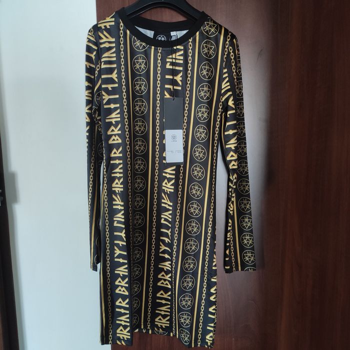 Sukienka złota czarna alternative goth viking alternative