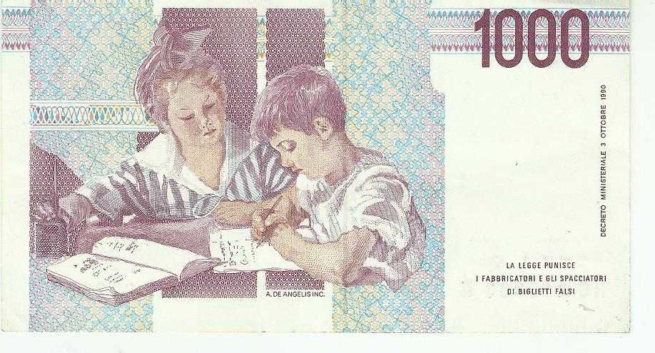 Banknot 1000 lirów z 1990 r