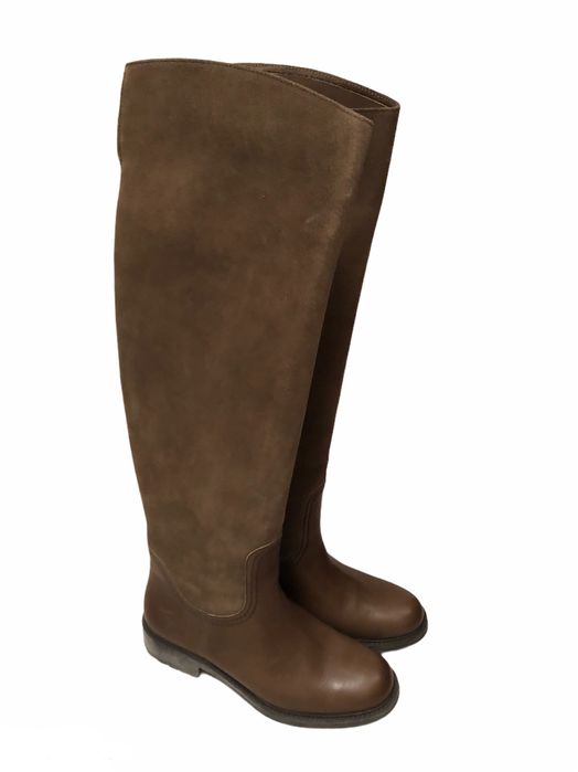 Muszkieterki skórzane kozaki elite massimo dutti 37 oliwkowe khaki