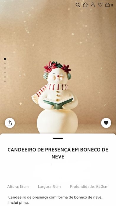 Candeeiro De Presença Em Boneco De Neve Zara Home NOVO