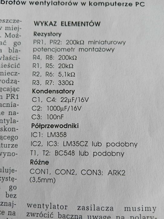 Regulator obrotów wentylatorów w komputerze PC kit AVT 478