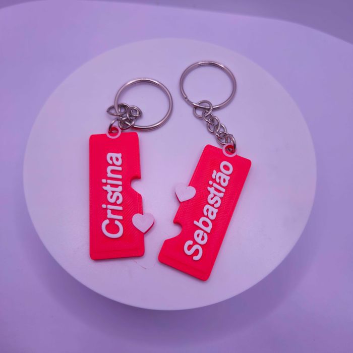 Dia dos Namorados Porta Chaves com Nomes 3D