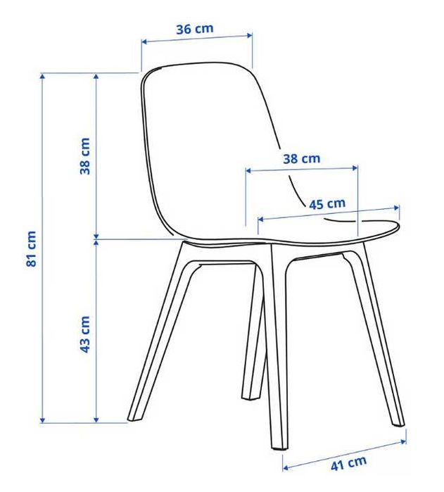 Conjunto de 4 cadeiras ODGER IKEA – Azul – Estado razoável