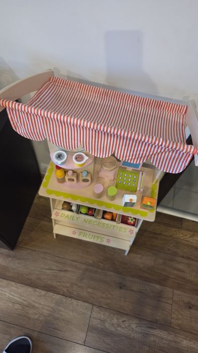 Supermarket dla Dzieci Sklep Zabawkowy Drewniany Stragan Kasa