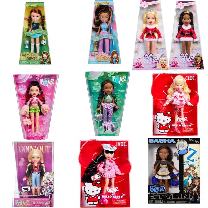 Bratz sportz goin stylin pixiez hello kitty Sasha Yasmin Roxxi Jade Cloe very merry