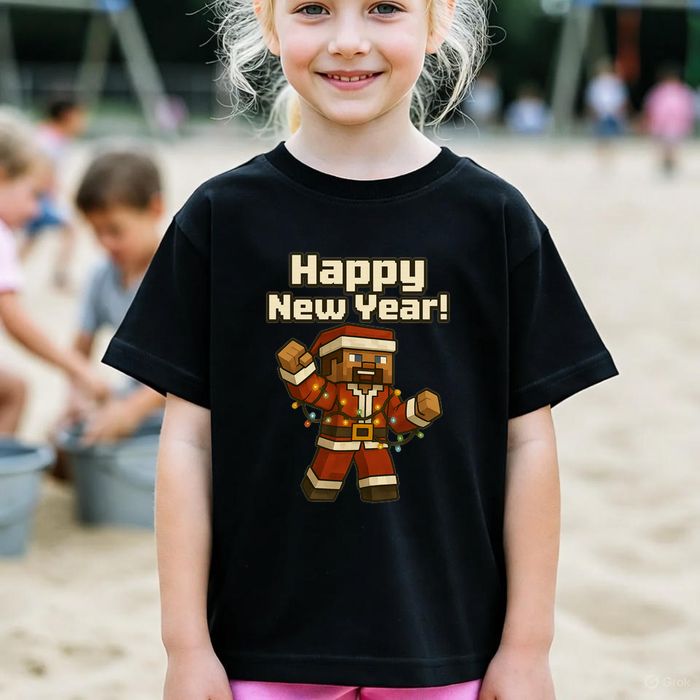 Koszulka dziecięca czarna steve w minecraft prezent święta 104