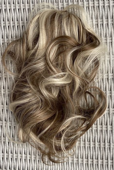 Premium Ultra włosy doczepiane, brąz z blondem, kucyk 34 cm 514.