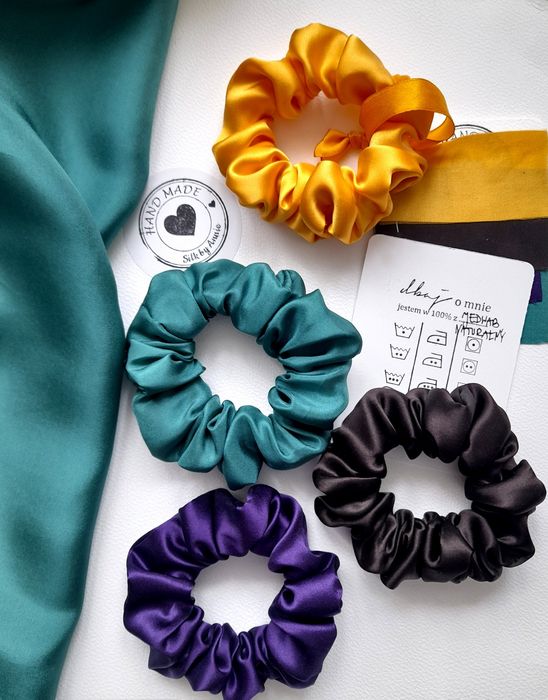 4 scrunchies jedwab naturalny pure silk