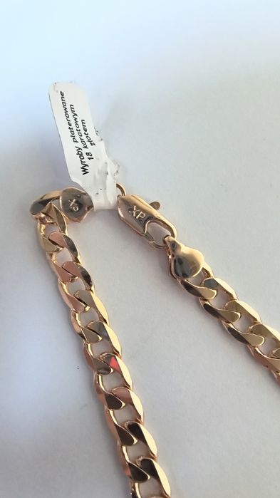 Łańcuszek męski pancerka +  krzyżyk 18K 55CM PREZENT
