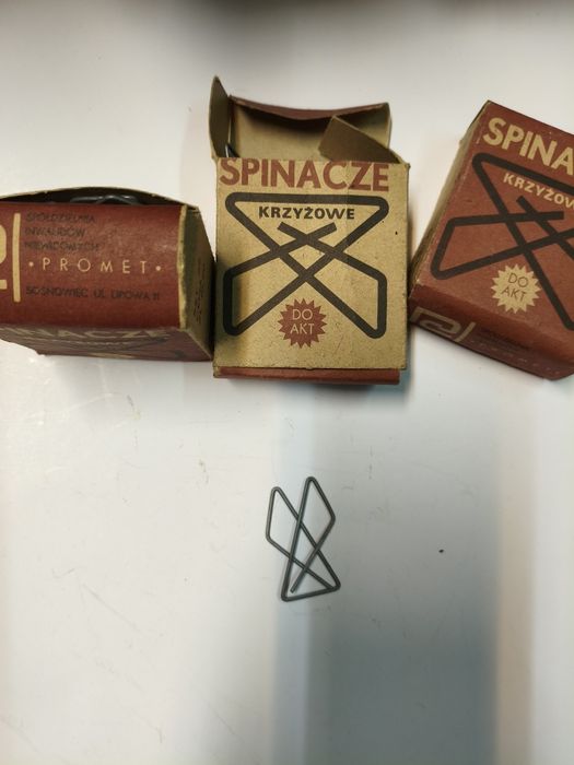 Spinacze biurowe prl, krzyżowe
