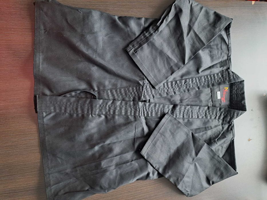 Kimono do karate dla dziecka czarne  150 cm + pas biały - do zszycia