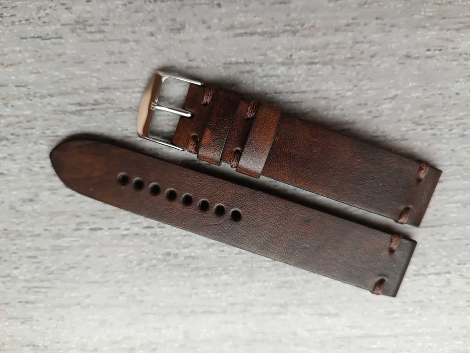 Brązowy skórzany pasek zegarka 18 mm S/M