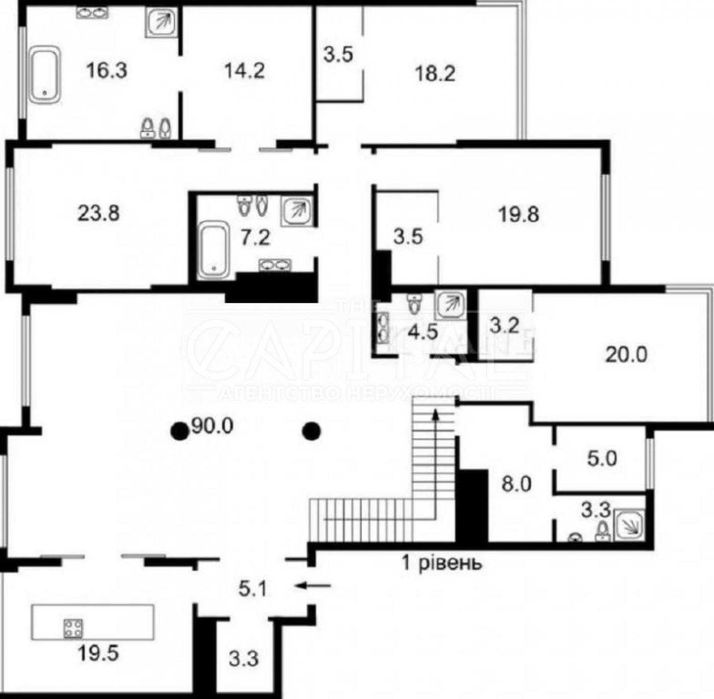 Багатокімнатна квартира за адресою бульвар Дружби Народів (площа 400 м²) - Atlanta.ua - фото 10