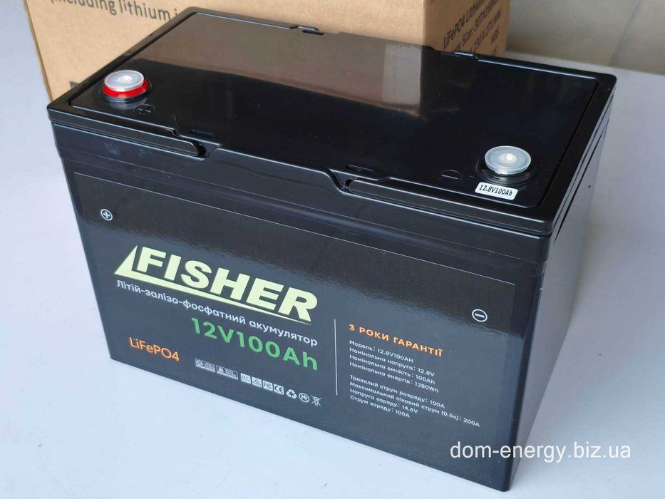 Гарантия 3 года !! Литий-ферумный аккумулятор Fisher LiFePo4 12v В 100Ah Ач A акумулятор батарея акумуляторна аккумуляторная АКБ для ИБП ДБЖ інвертора