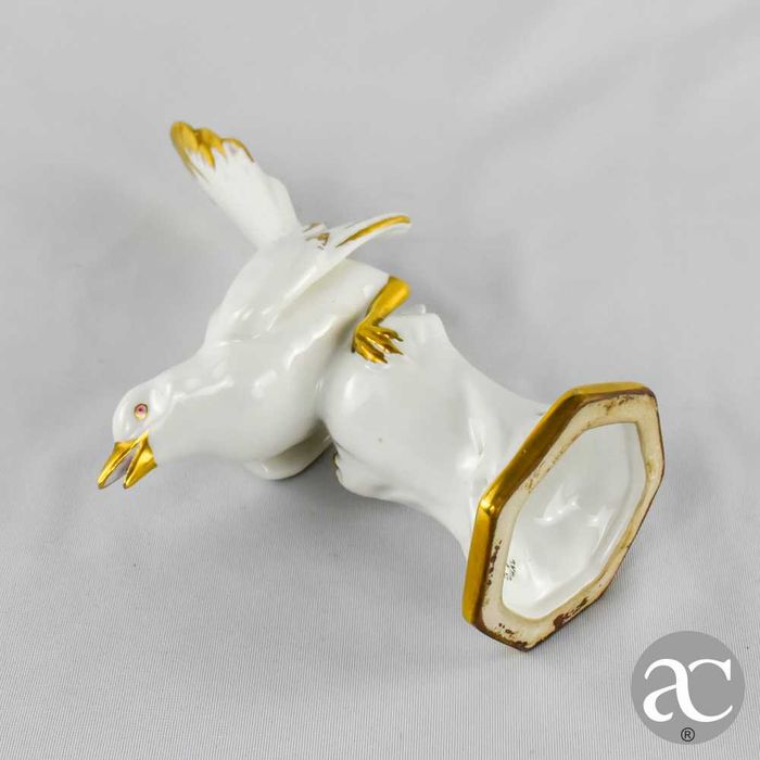 Figura de Melro “Blackbird” porcelana Vista Alegre decoração a dourado