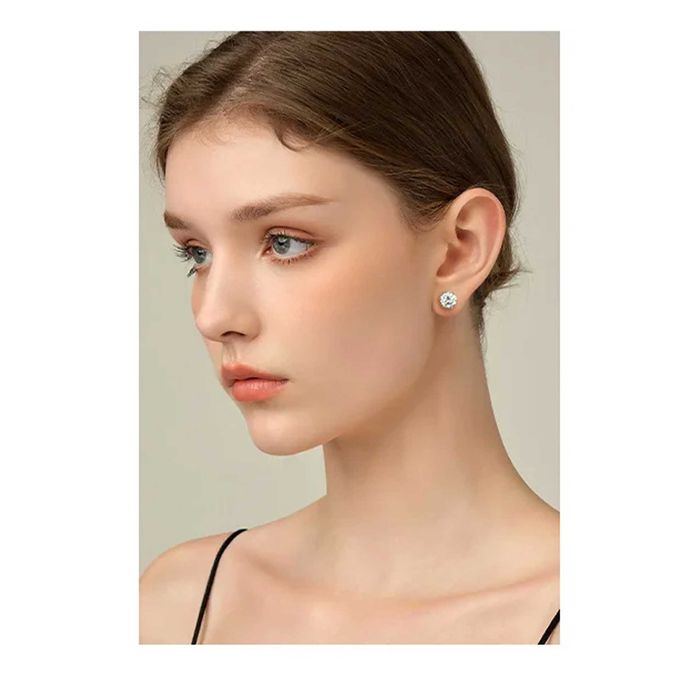 Сережки цвяшки \ пусети з муасанітами 6.5 мм. Сертифікат