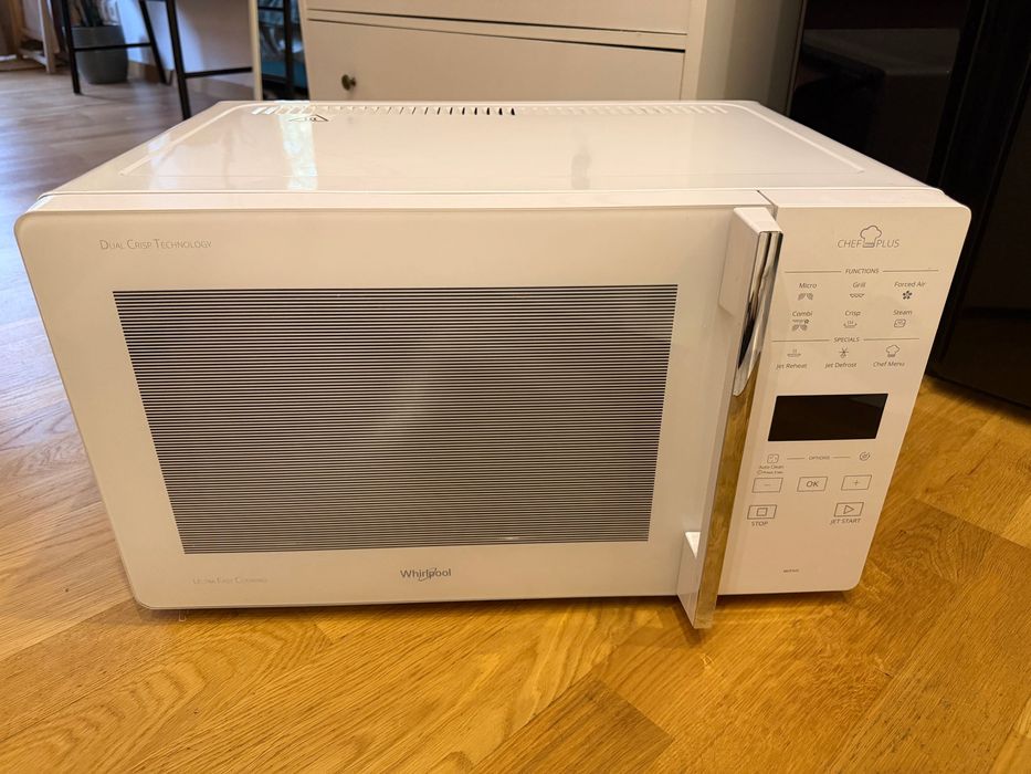 mikrofalówka - kuchenka mikrofalowa WHIRLPOOL MCP349WH - biała dual crisp - super stan