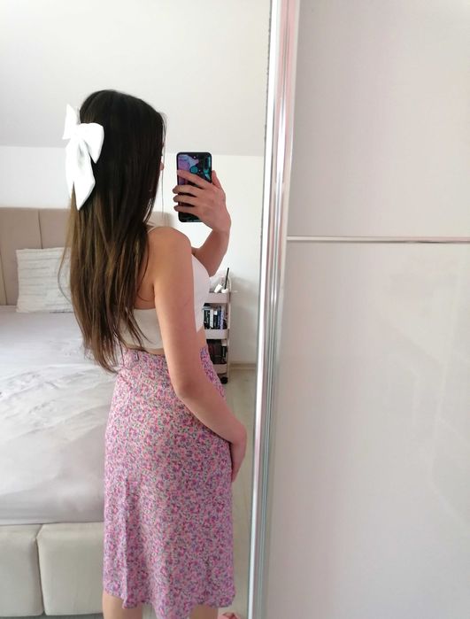 Spódnica w kwiaty midi z rozcięciem Shein XS 34