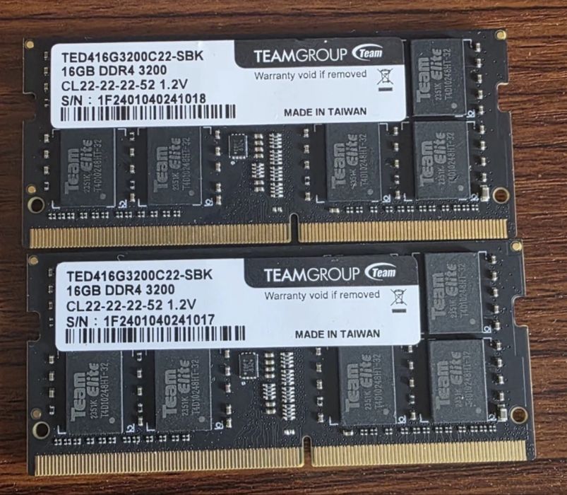 So-dimm DDR4-3200 32GB (2 x 16GB). Чип Micron.