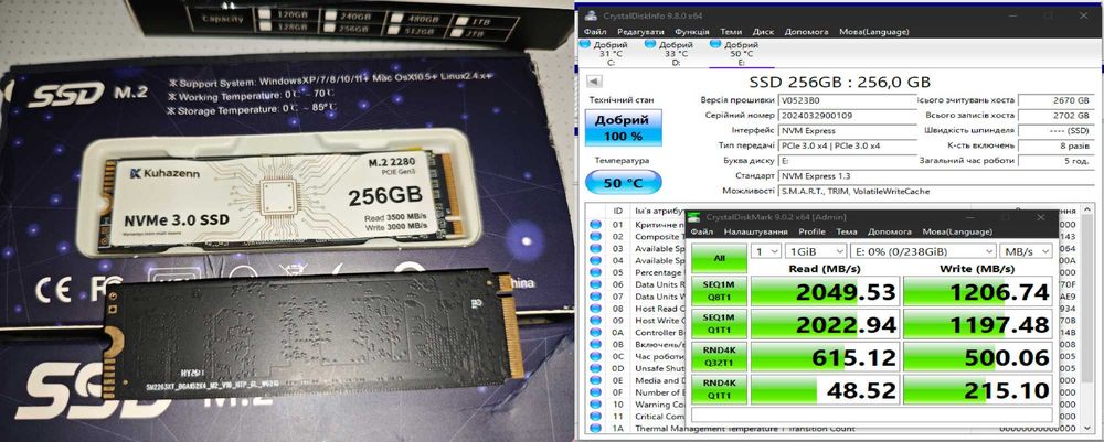 SSD NVMe PCIe 3.0 швидкісні ssd M2 2280, SATA 2.5"