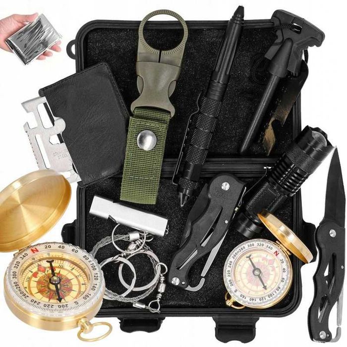 Zestaw Survivalowy Niezbędnik Outdoor Etui Bushcraft 11w1 Multitool