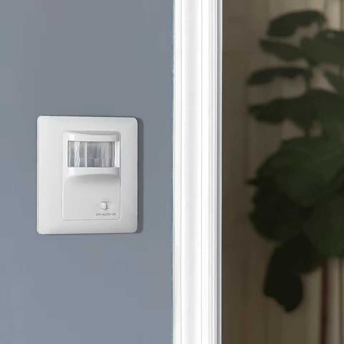 Wall-mounted motion sensor switch with IR motion sensor and day/night detection