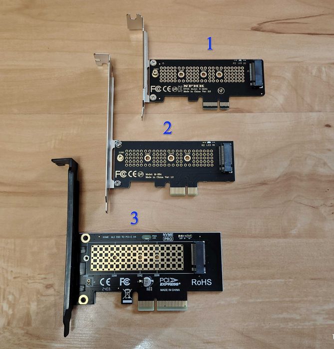 Адаптер SSD типа M.2 NGFF NVMe и U.2, U.3 SFF-8639 на PCI-e x1, x4, x8