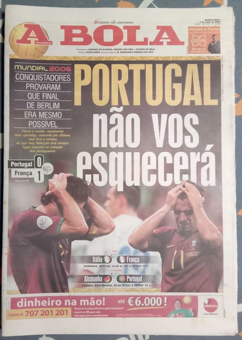 7 jornais A Bola Portugal no mundial 2006