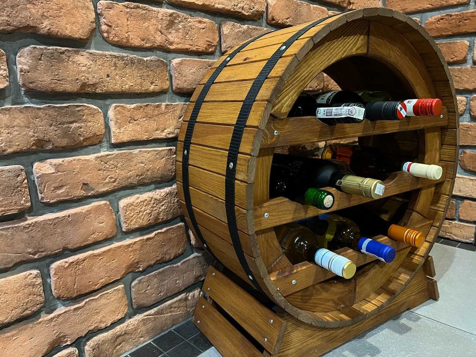 Beczka, stojak na wino 10 butelek, NOWY