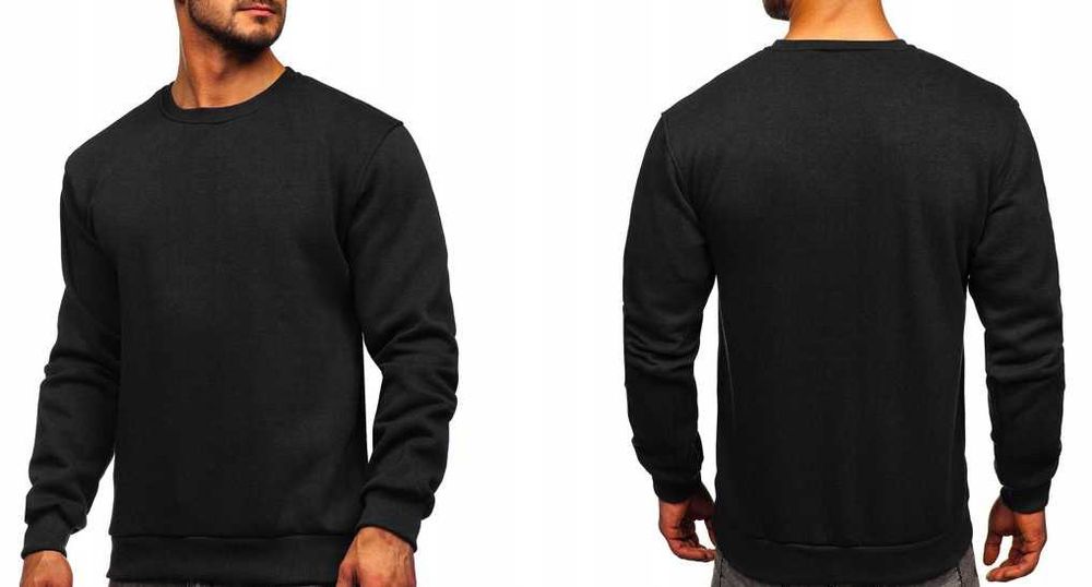 Klasyczna Ocieplana Bluza Męska PÓŁGOLF CZARNA rozmiar XXL *nowa*