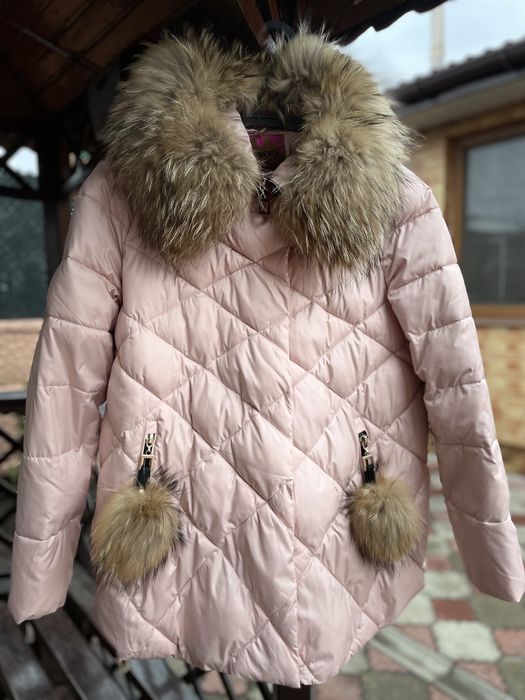 Куртка 42 розмір! Хутро натуральне! Пуховик