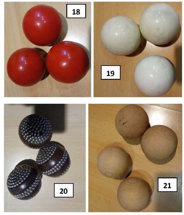 Material Circense: Andas; Bolas equil; Aros; Devil Stick; Bolas malab.